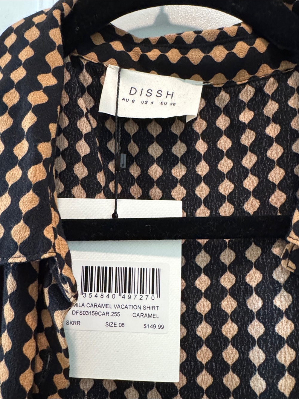 DISSH Black and Tan Geometric Short Sleeve Button-Up Shirt - Picture 3 of 6